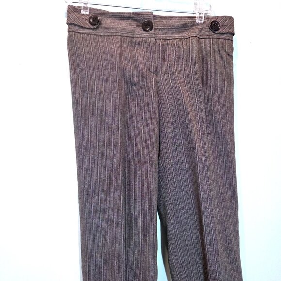 Ann Taylor Brown Linen Blend Striped Cropped Trouser Pants Size 2 - Picture 1 of 4